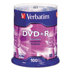 DVD+R Disc, 4.7GB, 120 Minutes, 16X, Spindle, 100/PK