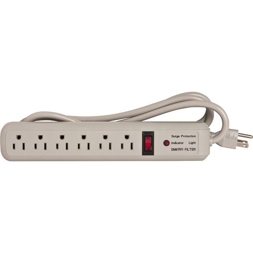 Strip Surge Protector,1080 Joules, 6 Outlets, 6' Cord, Putty