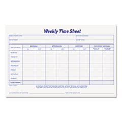 Weekly Time Sheets, 8-1/2"x5-1/2", 100 Sheets/Pad, 2PD/PK