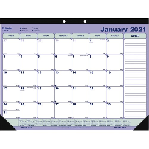 Monthly Desk/Wall Calendar, Jan-Dec, 21-1/4"x16", WE