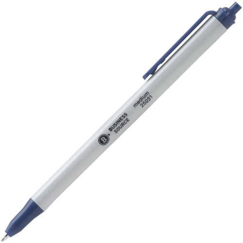 Ballpoint Pen, Retract, Clip, Medium Point, Blue Ink