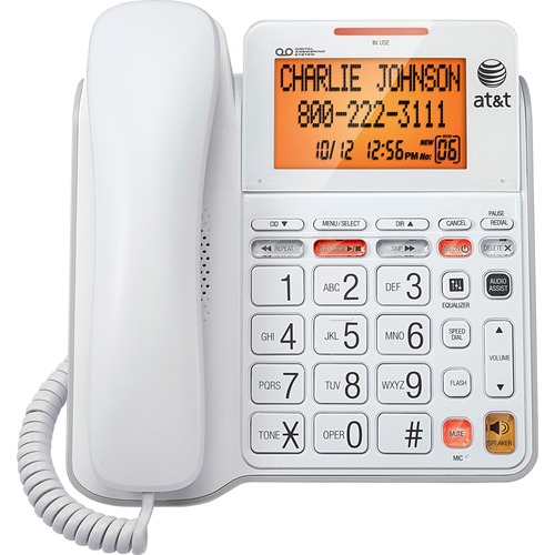 Corded Digital Phone System, XLarge Display, Corded, White