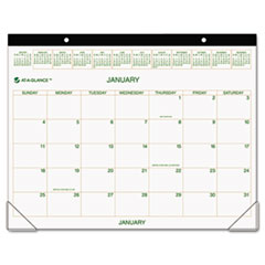 Two-Color Desk Pad, Jan-Dec, 1PPM, 22"x17", Green/Brown