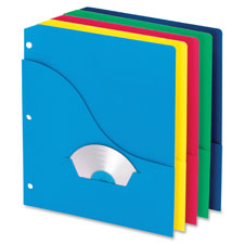Pocket Project Folders,3 HP,Dice Cut Pocket,10/PK,Assorted