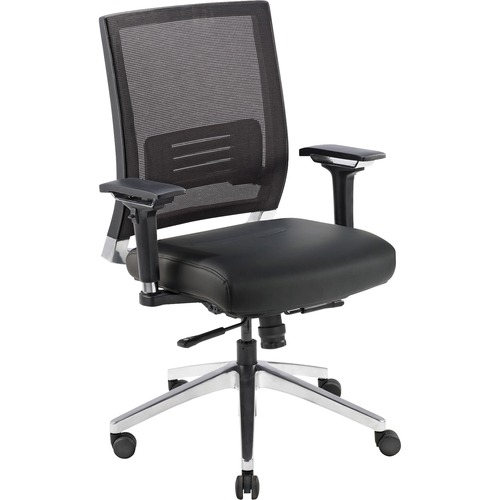 Exec. Swivel Chair,28-1/2"x28-1/4"x43-1/2",BK Mesh/Leather