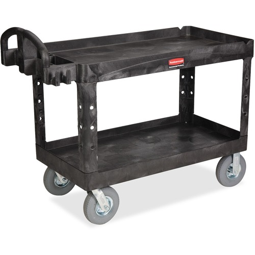Utility Cart, 2-Shelf, w/Lip, Hvydty, 26"x55"x33-1/4", BK