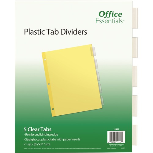 Economy Insertable Dividers, 11"x8-1/2", Tabs, Clear