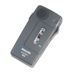 388 Cassette Mini Dict Recorder, 2-13/32"x1"x5", Black