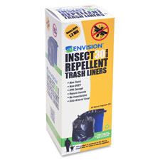 Trash Can Liner, w/ Insect Repellent, 30Gal Cap, 10BG/BX, BK