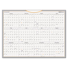 Dry Erase Yearly Calendar, w/Marker, Jan-Dec, 24"x18", White