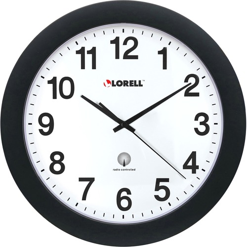 Wall Clock, 12", Arabic Numerals, White Dial/Black Frame