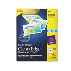 Inkjet Business Cards, 2-Side, Matte, 400/BX, 3-1/2"x2", WE