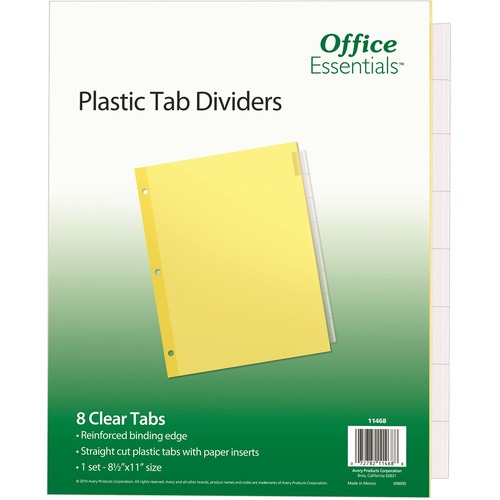 Economy Insertable Dividers, 11"x8-1/2", 8 Tabs, Clear