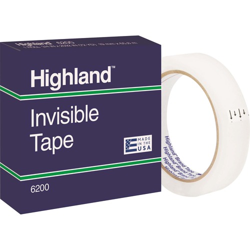 Highland Invisible Tape, 3" Core, 3/4"x2592, Clear
