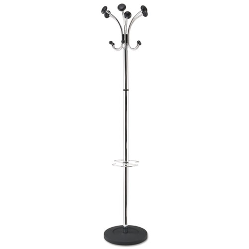 Coat Stand,6 Round Pegs/6 Hooks,70-1/2" H,Stainless Steel