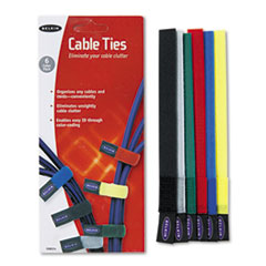 Self-attaching Cable Ties, Reusable, 8", 6/PK, Assorted