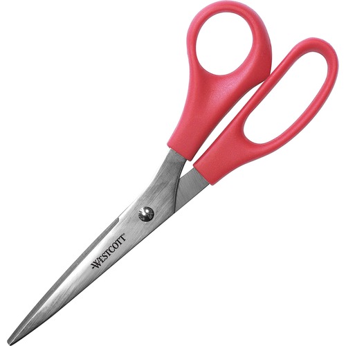 Stainless Steel Scissors, Straight, 8", Red Handle