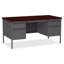Single Pedestal Rtn Desk, LH, 42"x24"x29-1/2", Mahogany