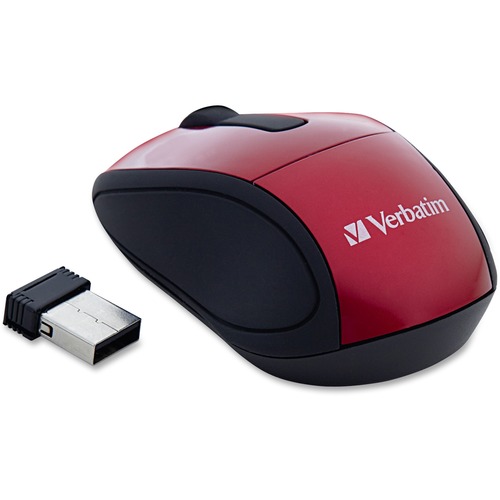 Wireless Mini Travel Mouse, 2"x3"x1-1/4", Red