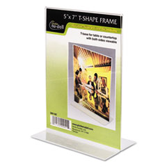 Stand-Up Sign Holder, 5"x7", Plastic, Clear