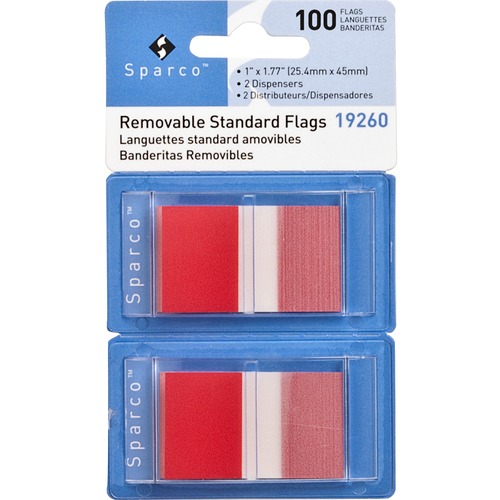 Pop-up Removable Standard Flags, 1", 100/PK, Red