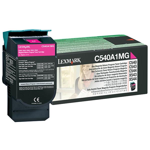 Genuine OEM Lexmark C540A4MG Government Magenta Return Program Toner (TAA Compliant Version of C540A1MG) (1000 Page Yield)