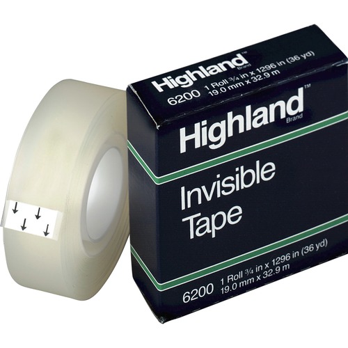 Invisible Tape, 1" Core, 3/4"x1296", Clear