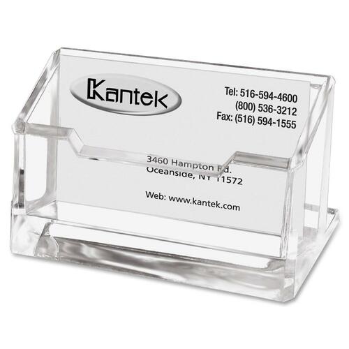 Business Card Holder, Acrylic, 2"Wx2-3/8"Dx4-1/4"H, Clear