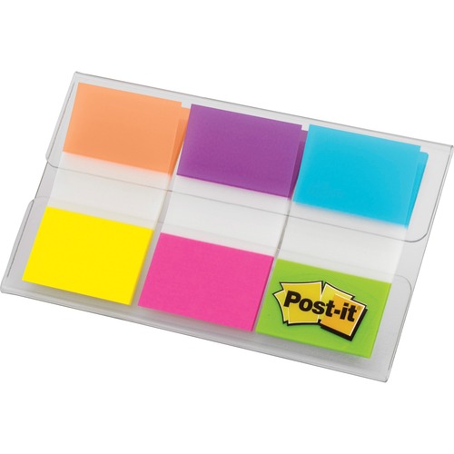 Post-It Flags, 1" Alternating, 60/PK, AST Electric Glow