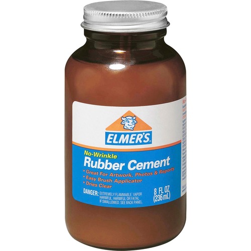 Rubber Cement w/Brush, Acid-free, Photo Safe, 8 oz, Clear