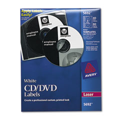 CD Labels, Laser, 40/PK, White