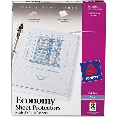 Sheet Protectors, Economy,3HP,Top-Load,11"x8-1/2", 50/BX, CL