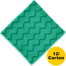 Cleaning Cloth, 16"x16", Microfiber, 12/CT, Green