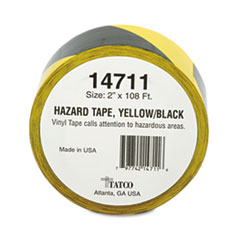 Aisle Marking Hazard Tape, 2"x108', Yellow/Black