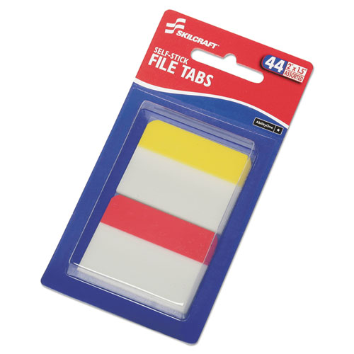 Tabs, Self-Stick, Filing, Repositionable, 2", Red/Yellow