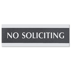 No Soliciting Sign, w/Easel, 3"x9", Silver/Black