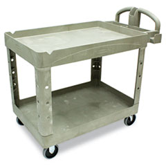 2-Shelf Cart,w/Lipped Shelf,25-1/4"x44"x39",Beige