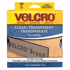 Hook and Loop Tape Roll, Sticky Back, 3/4"x15', Clear