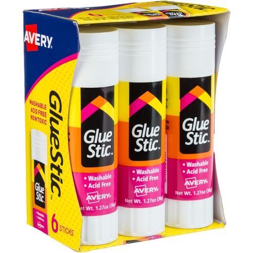 Glue Stic, Permanent, Washable, 1.27oz., 6/PK, Clear