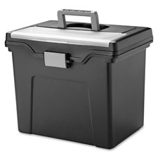 Portable File Box, Ltr, 11.7"x10.2"x13.8", Black