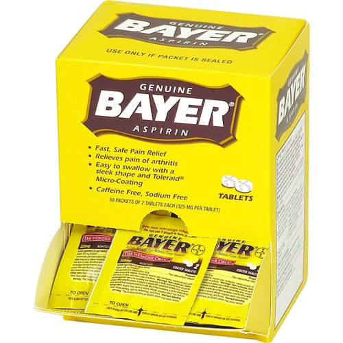 Bayer Aspirin Packets, 2 Tablets Per Pack, 50/BX