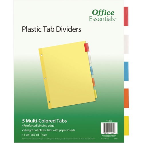 Economy Insertable Dividers, 11"x8-1/2", 5 Tabs, Multicolor