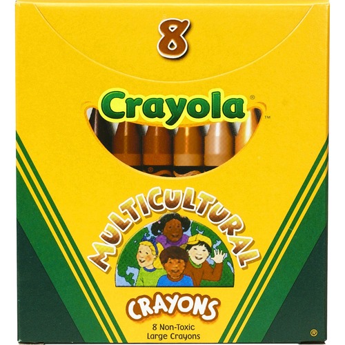 Multicultural Crayons, Large, Nontoxic, 8/BX, Assorted