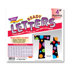 Ready Letter, w/ Neon Dots, 4", Assorted Letters/Color