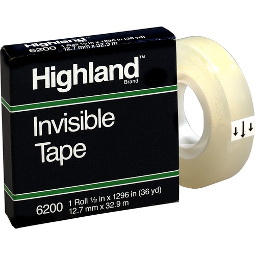 Invisible Tape, 1" Core, 1/2"x1296", Clear