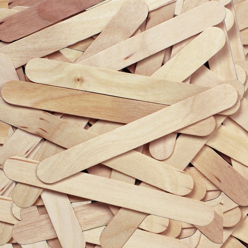Wood Craft Sticks, Jumbo, 6"x3/4", 500/BX, Natural