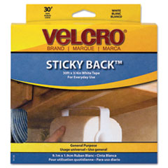 Hook and Loop Tape Roll, Sticky Back, 3/4"x30', White
