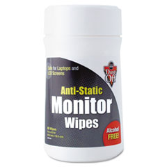 Anti-static Monitor Wipes, 6"x6-1/2", 80 Wipes