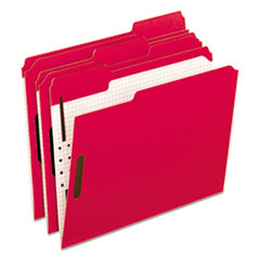 Folders, 2 Fasteners, 1/3 Tab Cut, Letter, 50/BX, Red