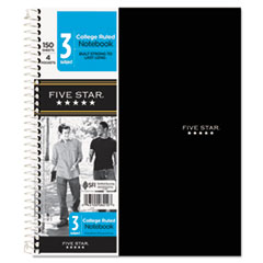 Notebook, 3-Subject/4-Pocket, 150 Shts, 11"x8-1/2", Assorted